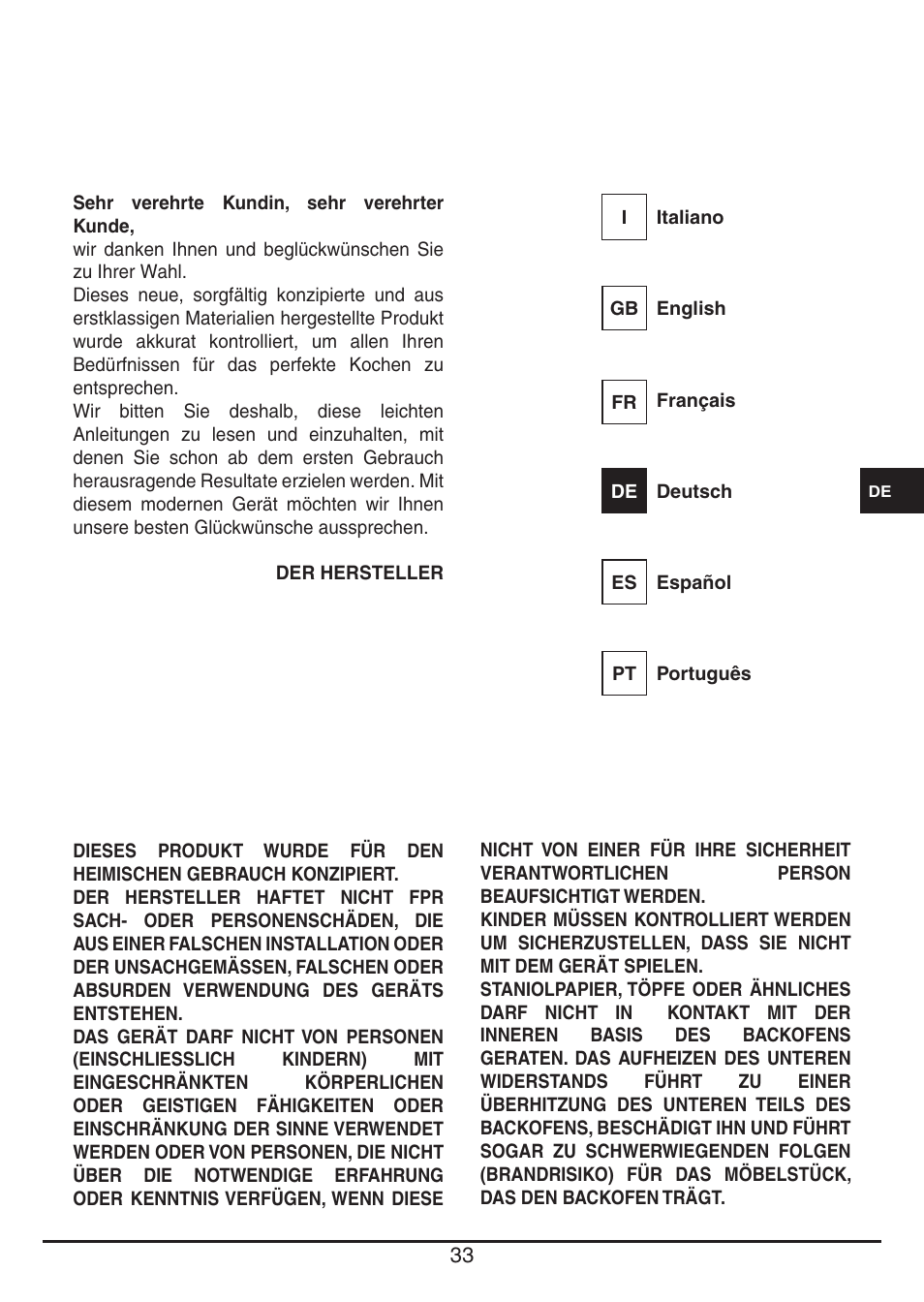 Fulgor Milano QO 6009 PT User Manual | Page 33 / 64