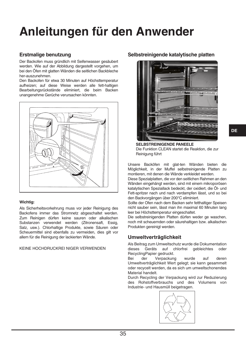 Anleitungen für den anwender | Fulgor Milano QO 6009 PT User Manual | Page 35 / 64