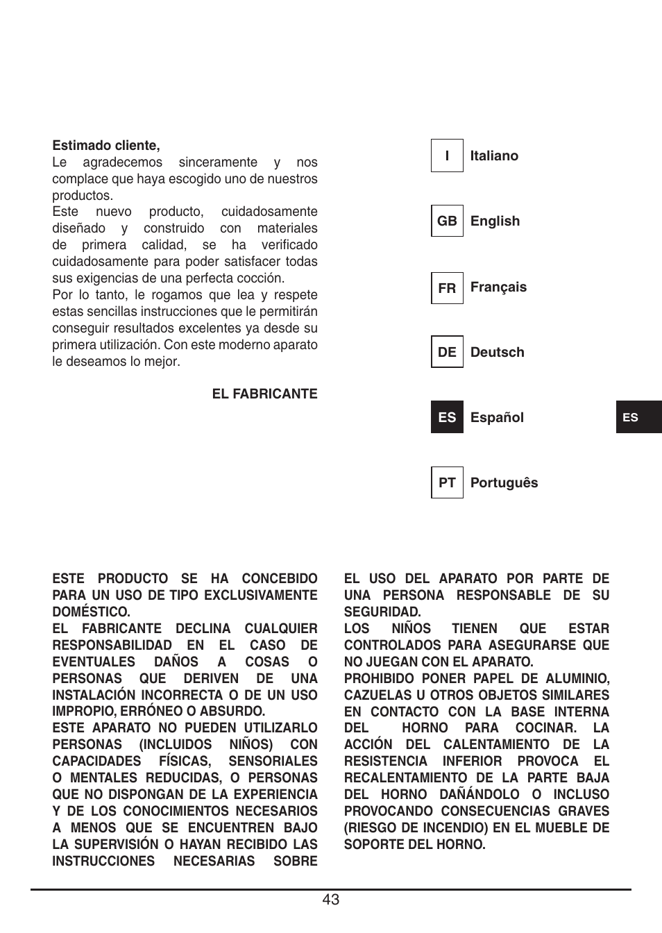 Fulgor Milano QO 6009 PT User Manual | Page 43 / 64