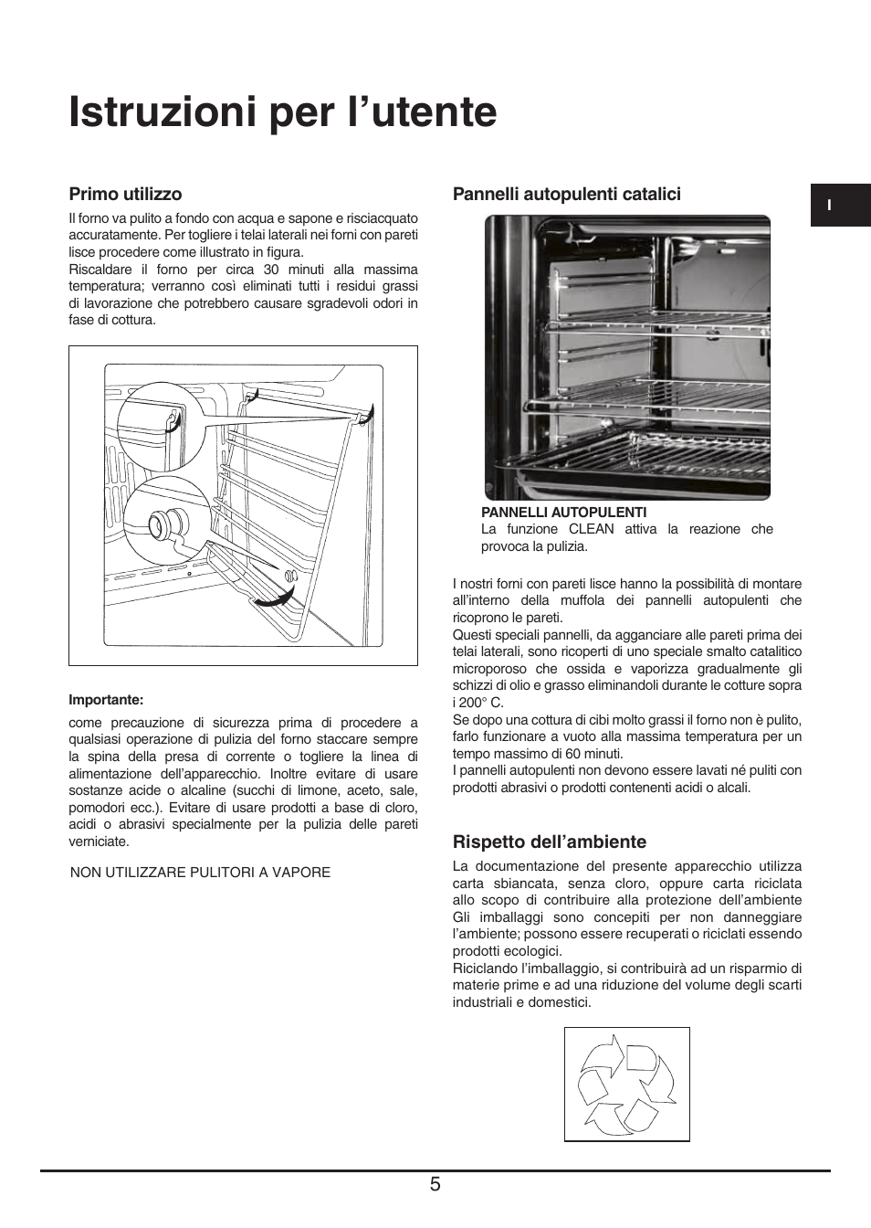 Istruzioni per l’utente | Fulgor Milano QO 6009 PT User Manual | Page 5 / 64
