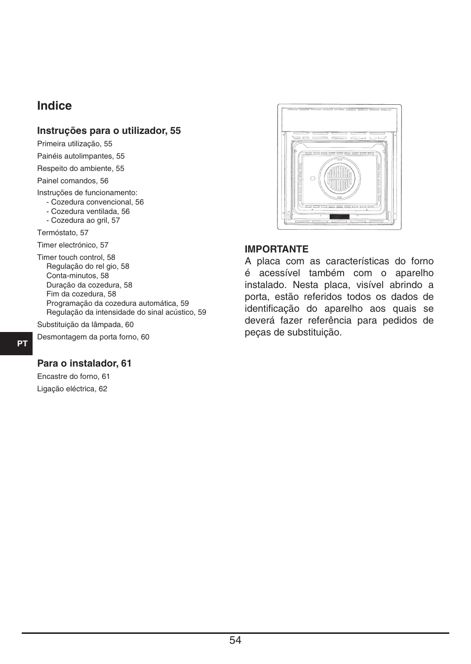 Indice | Fulgor Milano QO 6009 PT User Manual | Page 54 / 64