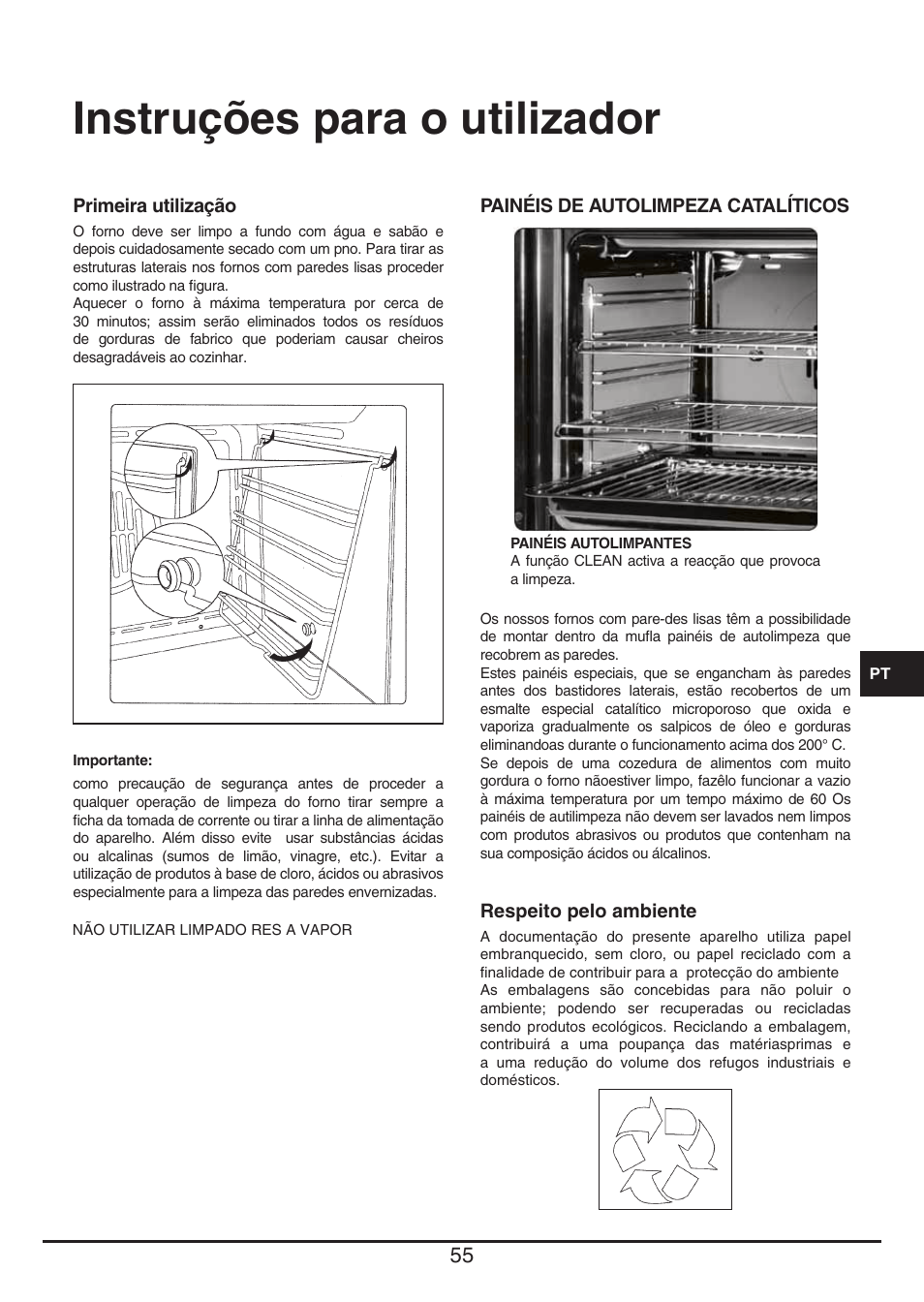 Instruções para o utilizador | Fulgor Milano QO 6009 PT User Manual | Page 55 / 64