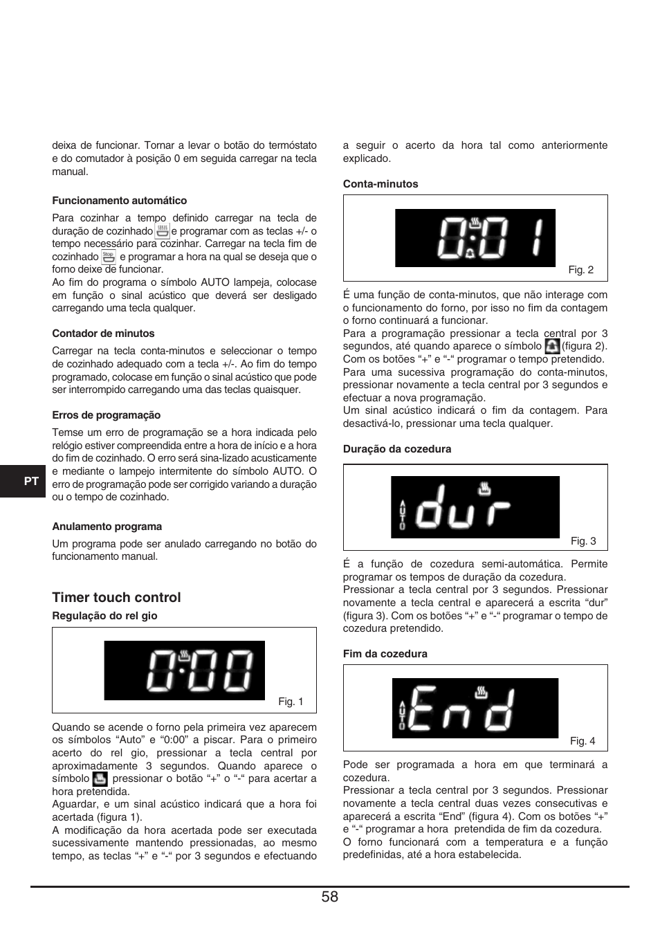 Timer touch control | Fulgor Milano QO 6009 PT User Manual | Page 58 / 64