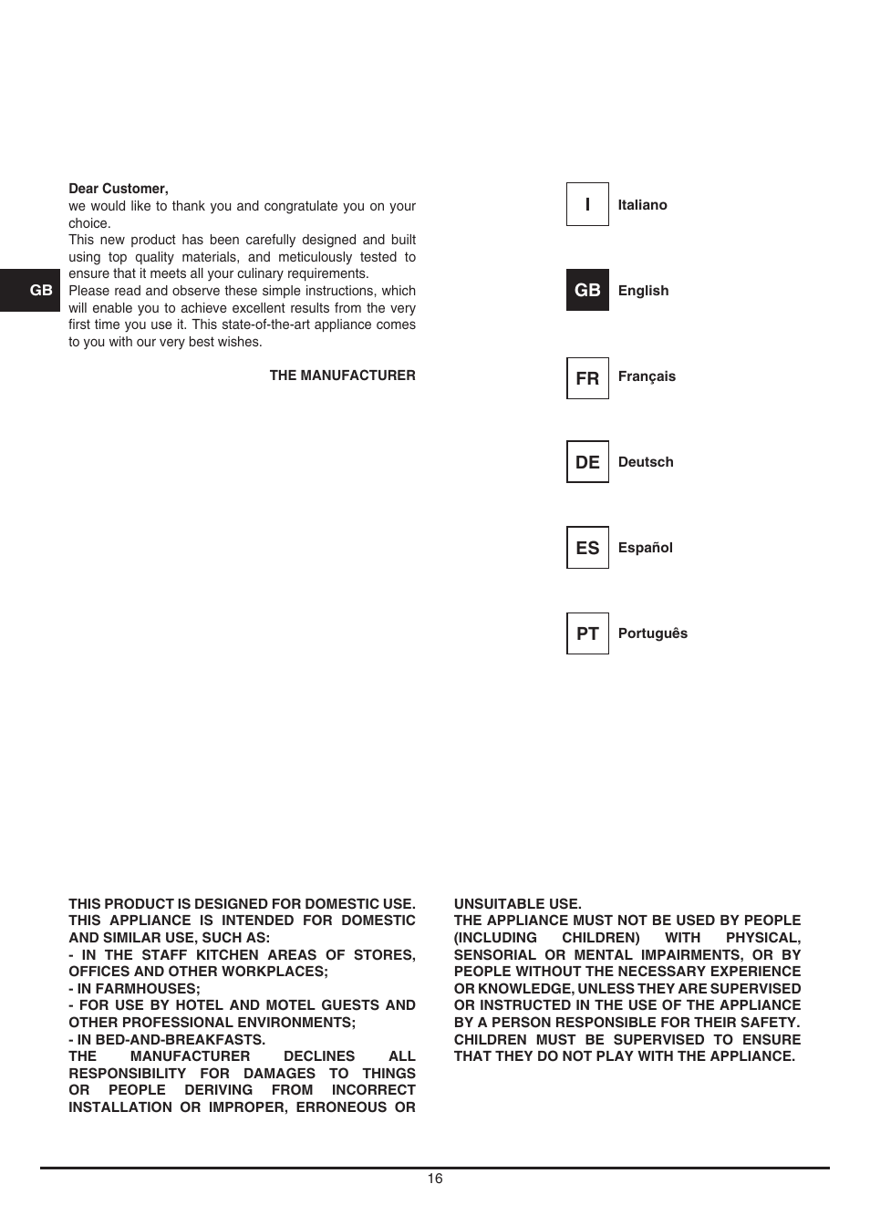 Fulgor Milano LWD 12 User Manual | Page 16 / 84