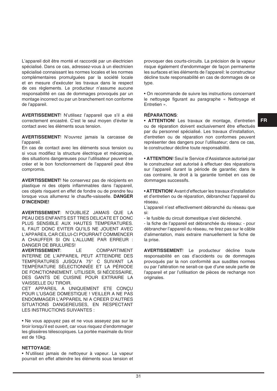 Fulgor Milano LWD 12 User Manual | Page 31 / 84