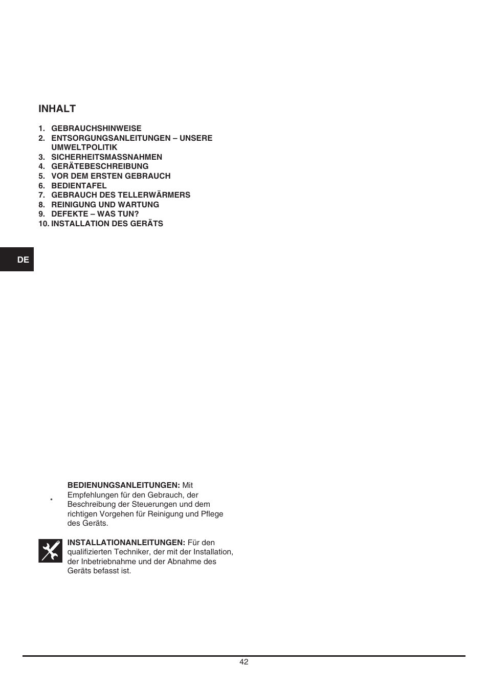 Fulgor Milano LWD 12 User Manual | Page 42 / 84