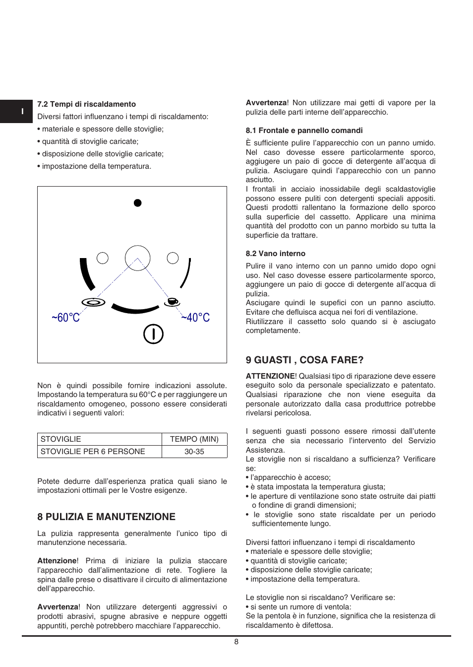 60°c ~40°c | Fulgor Milano LWD 12 User Manual | Page 8 / 84