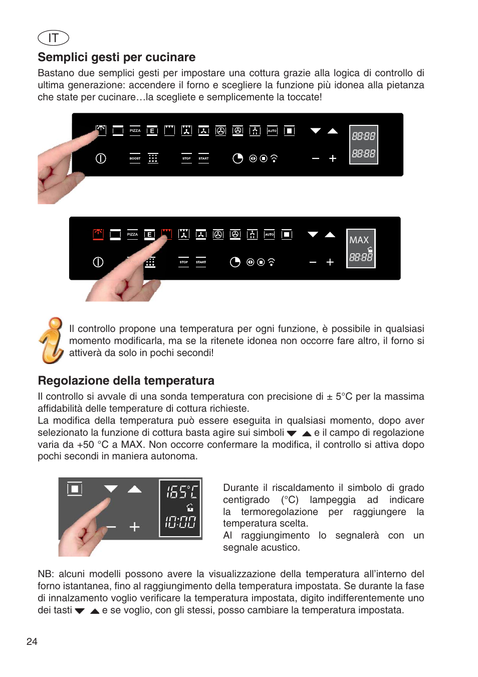 Semplici gesti per cucinare, Regolazione della temperatura | Fulgor Milano SPO 6213 User Manual | Page 102 / 270