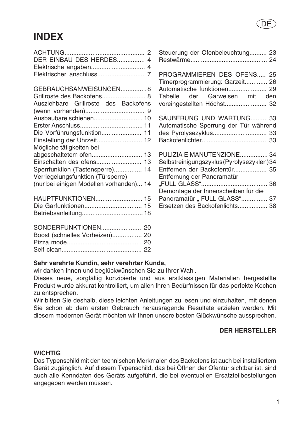 Index | Fulgor Milano SPO 6213 User Manual | Page 155 / 270