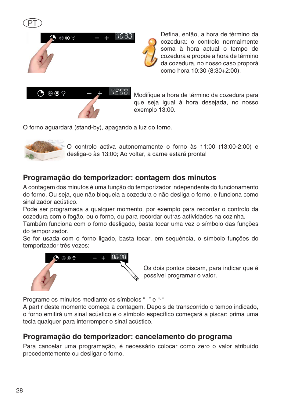 Programação do temporizador: contagem dos minutos | Fulgor Milano SPO 6213 User Manual | Page 220 / 270