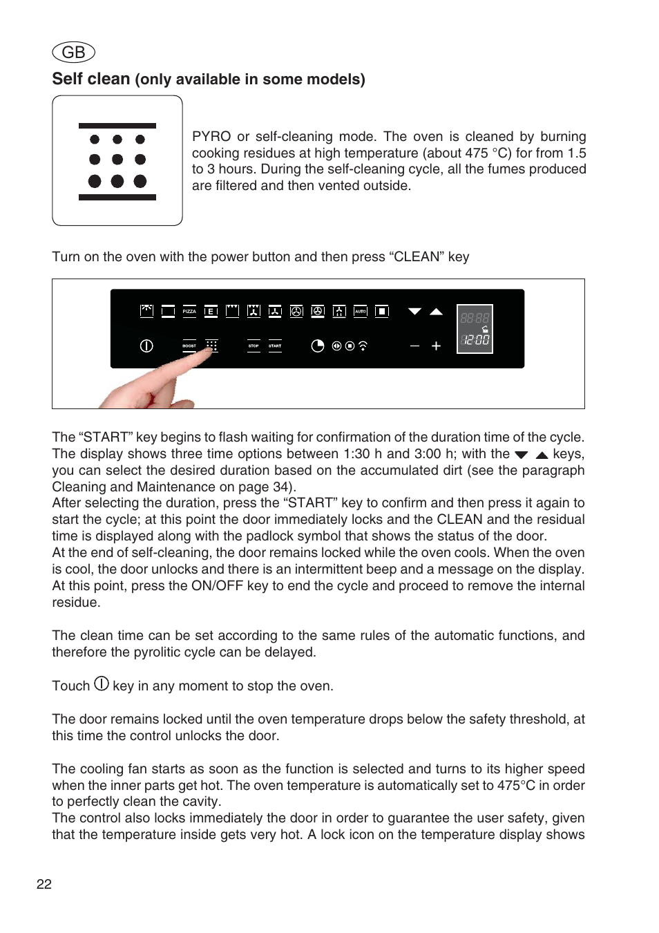 Self clean | Fulgor Milano SPO 6213 User Manual | Page 24 / 270