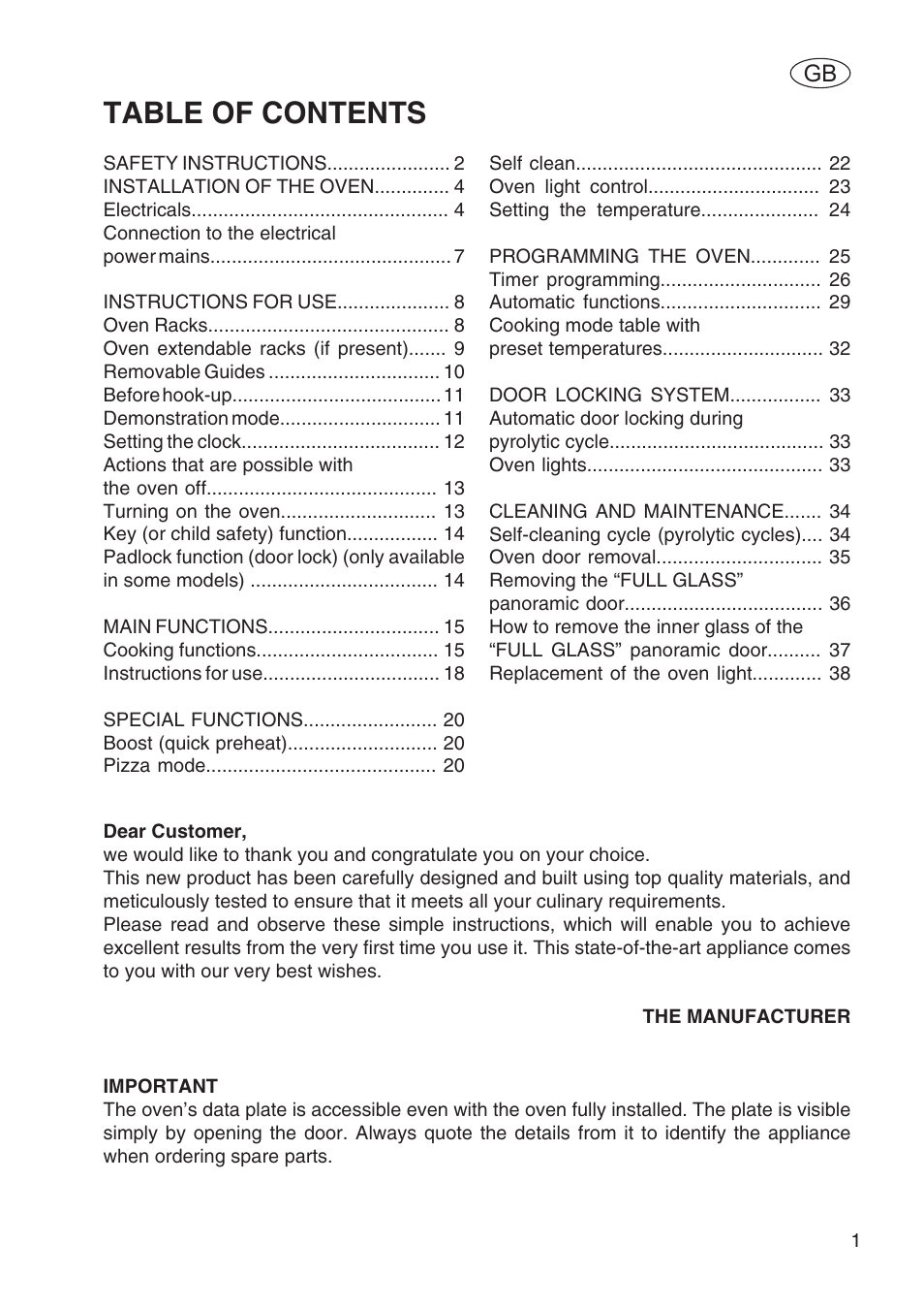 Fulgor Milano SPO 6213 User Manual | Page 3 / 270