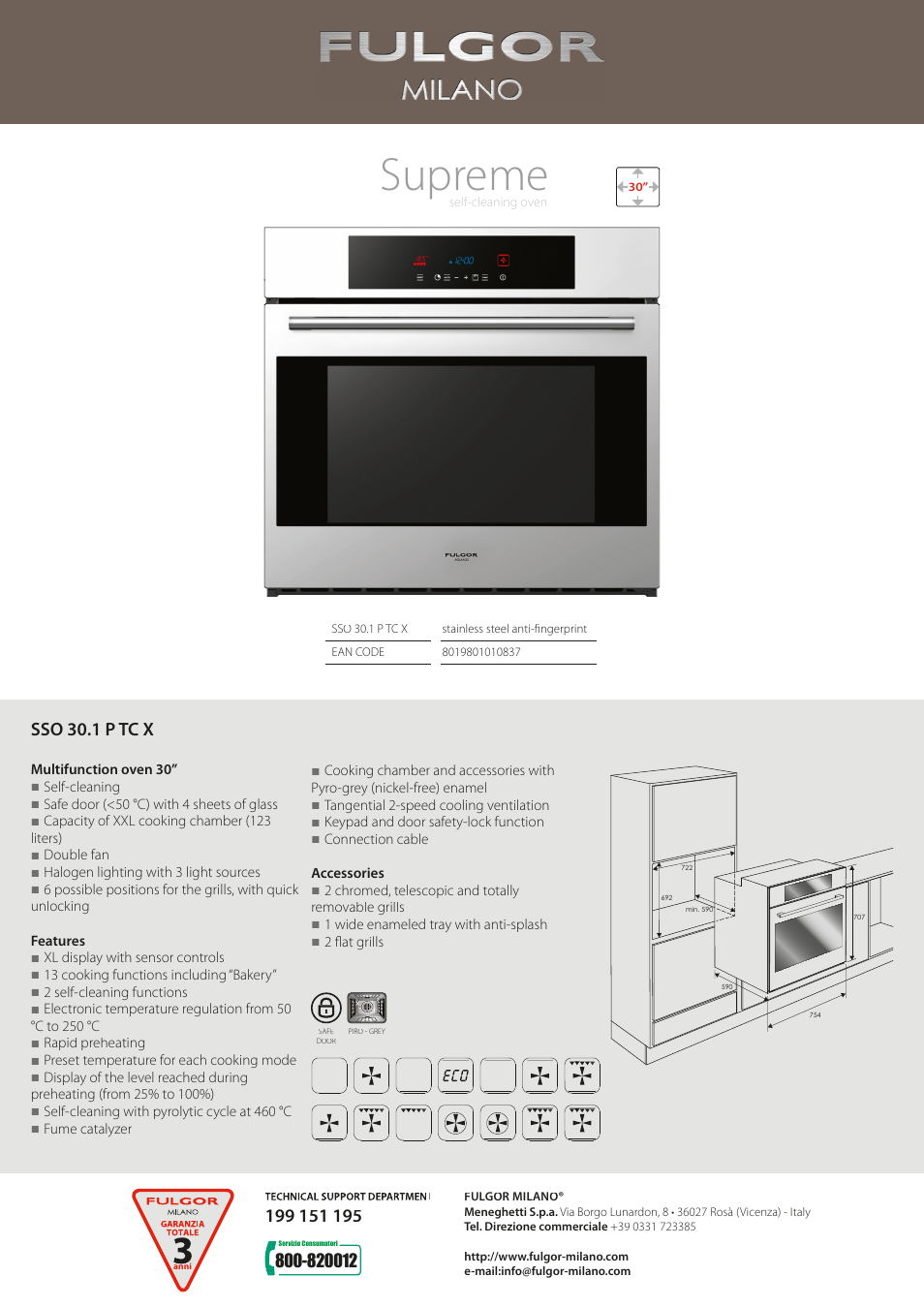 Fulgor Milano SSO 30.1 P TC X User Manual | 1 page