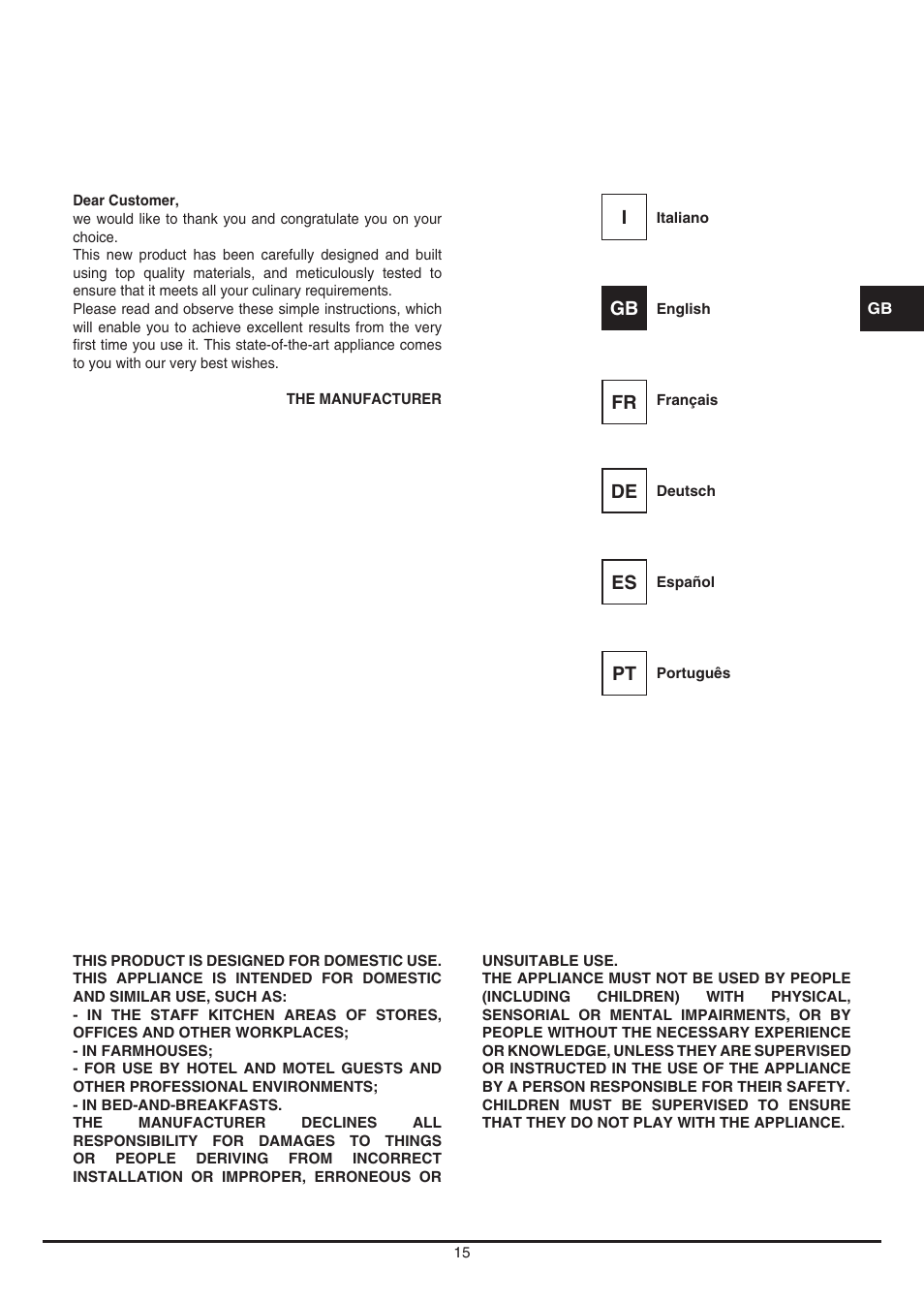 Fulgor Milano LD 12 User Manual | Page 15 / 76