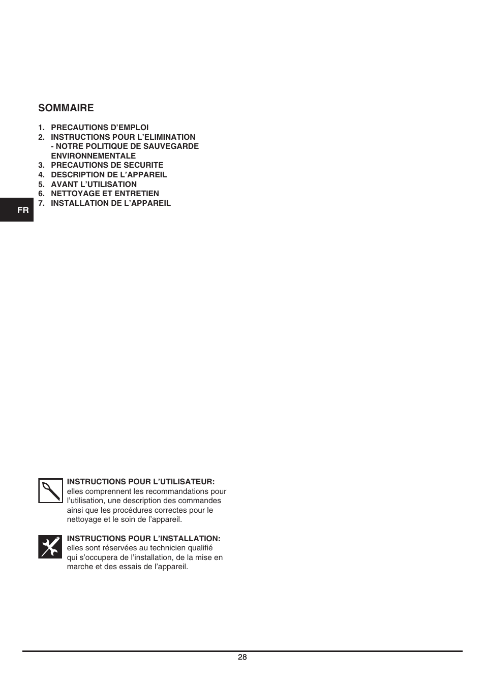 Sommaire | Fulgor Milano LD 12 User Manual | Page 28 / 76