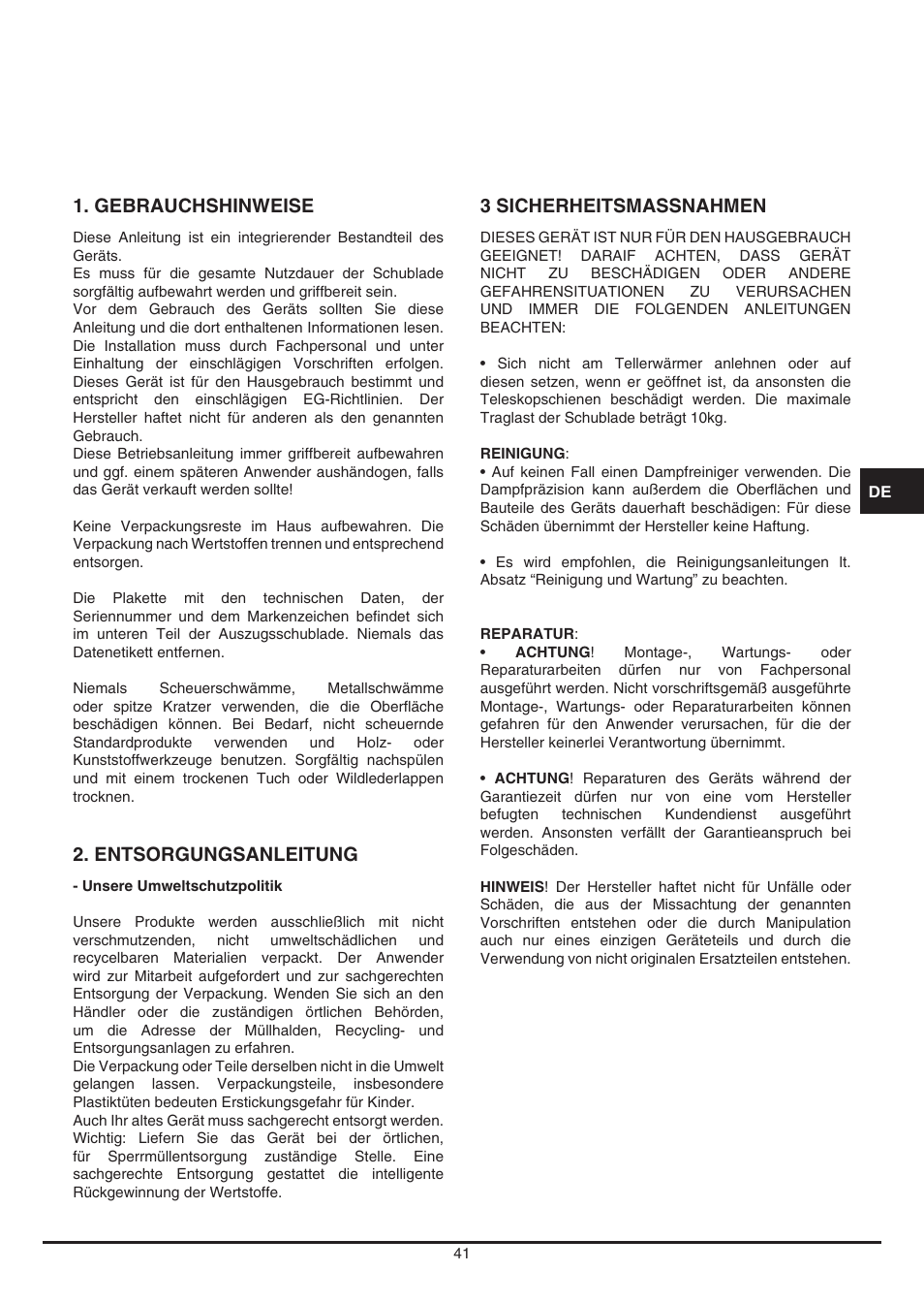 Fulgor Milano LD 12 User Manual | Page 41 / 76
