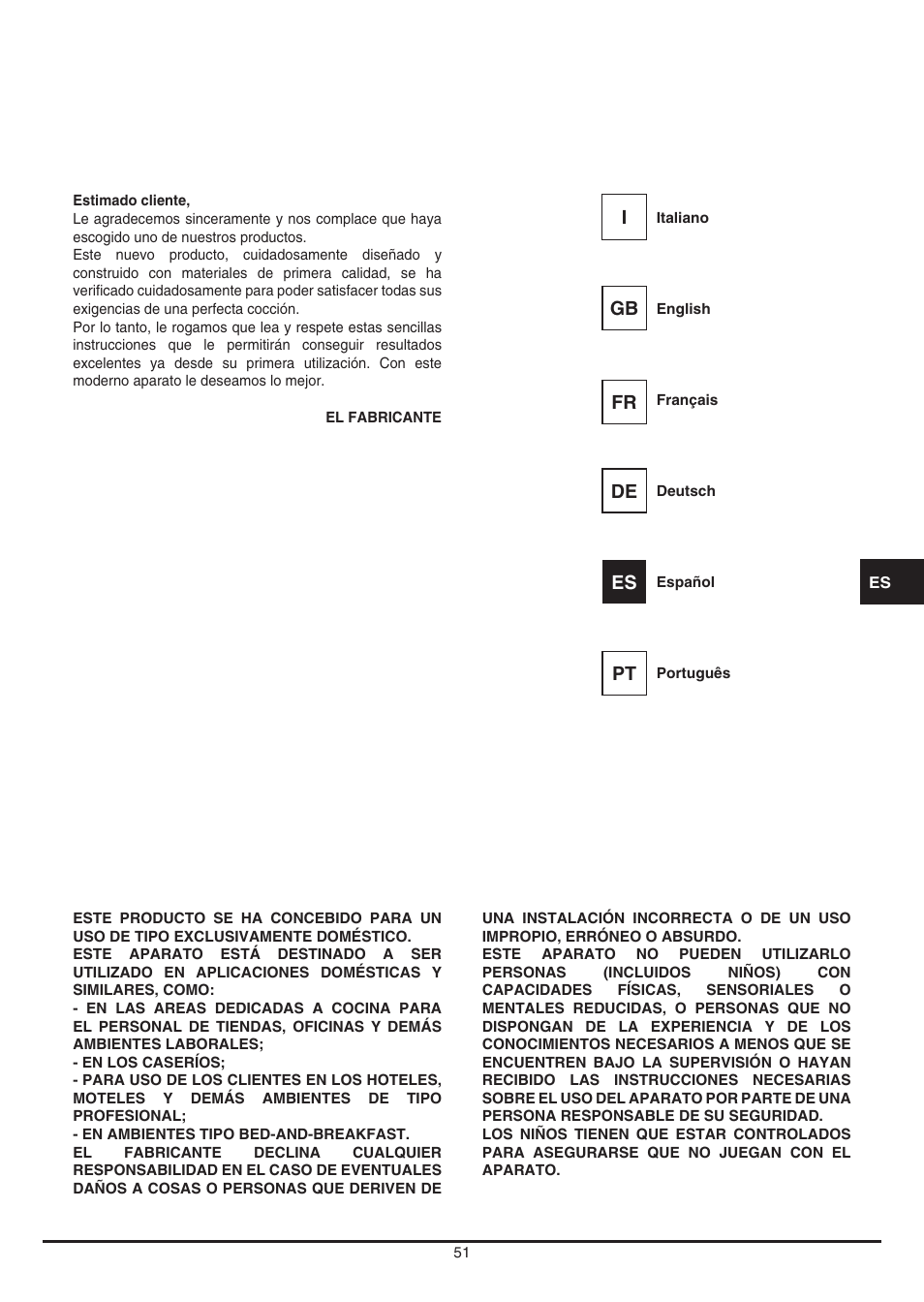 Fulgor Milano LD 12 User Manual | Page 51 / 76