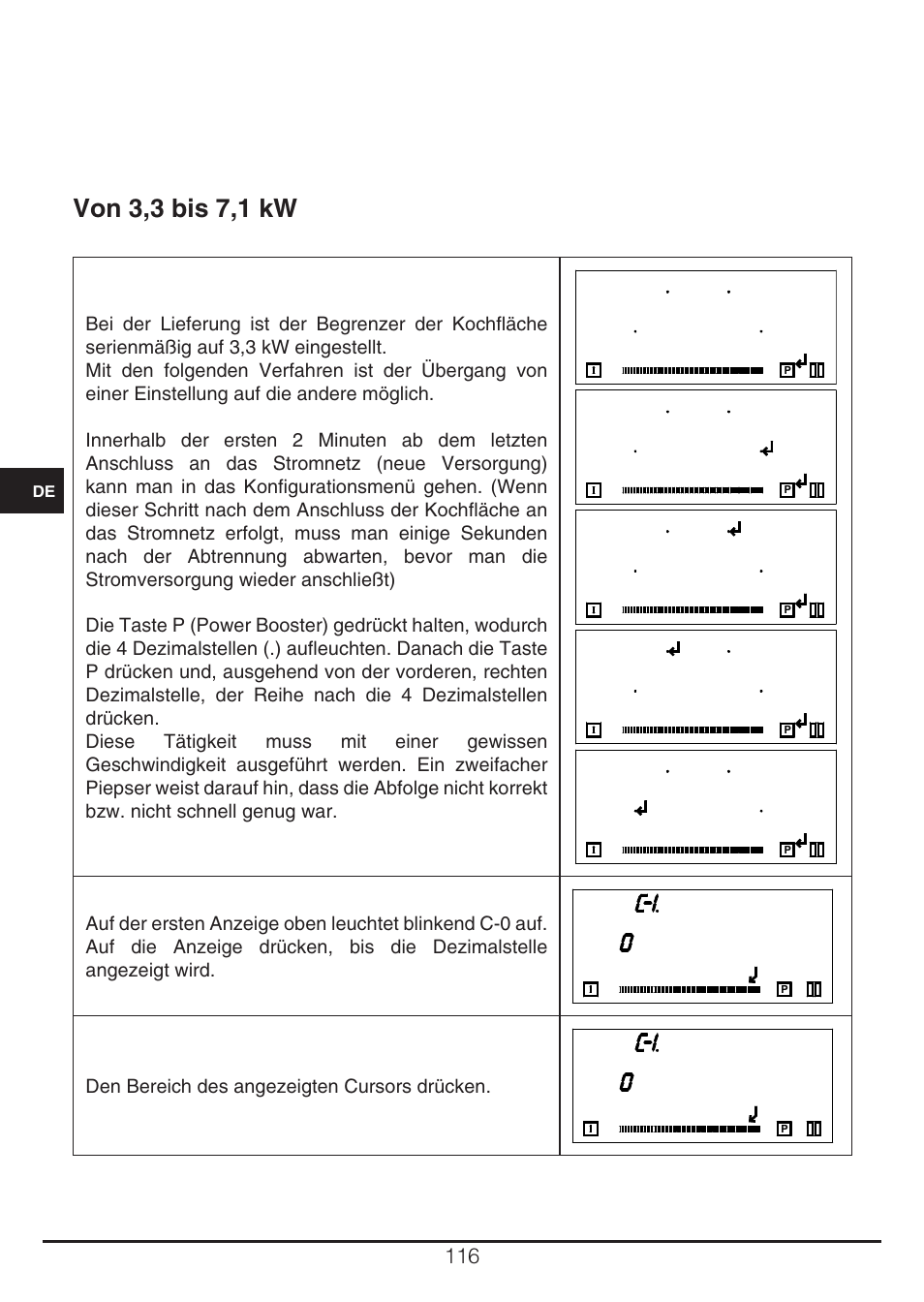 Von 3,3 bis 7,1 kw | Fulgor Milano CH 905 ID TS G DWK User Manual | Page 116 / 184