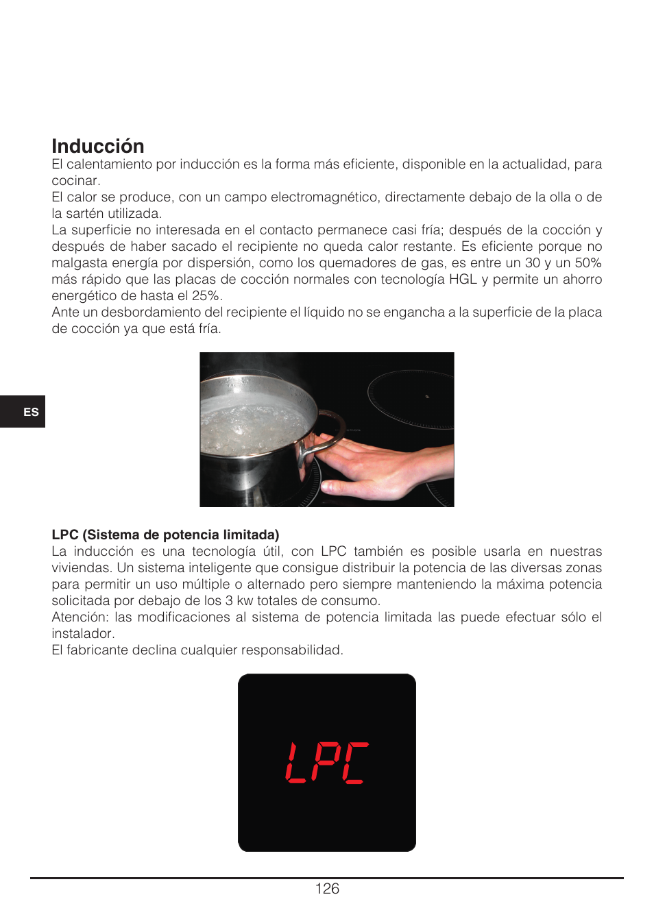 Inducción | Fulgor Milano CH 905 ID TS G DWK User Manual | Page 126 / 184