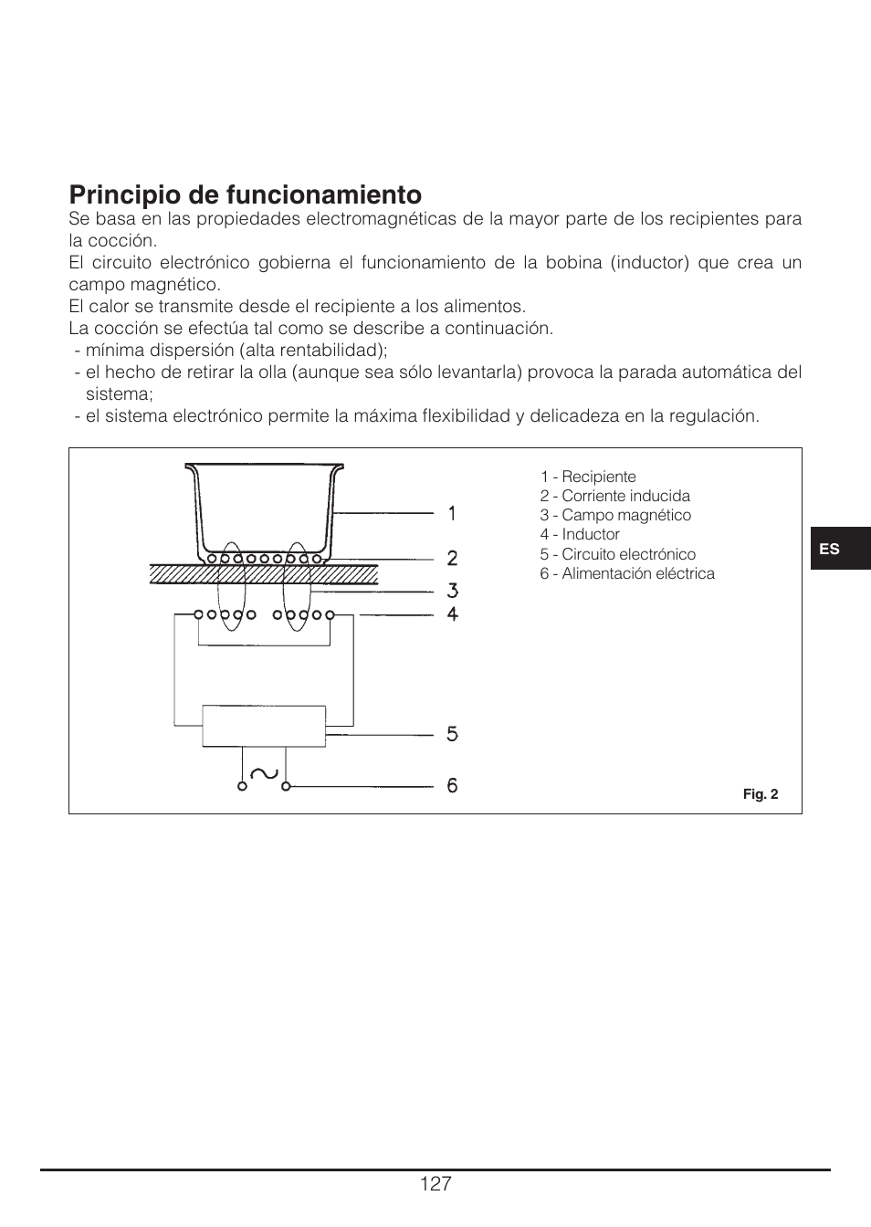 Principio de funcionamiento | Fulgor Milano CH 905 ID TS G DWK User Manual | Page 127 / 184