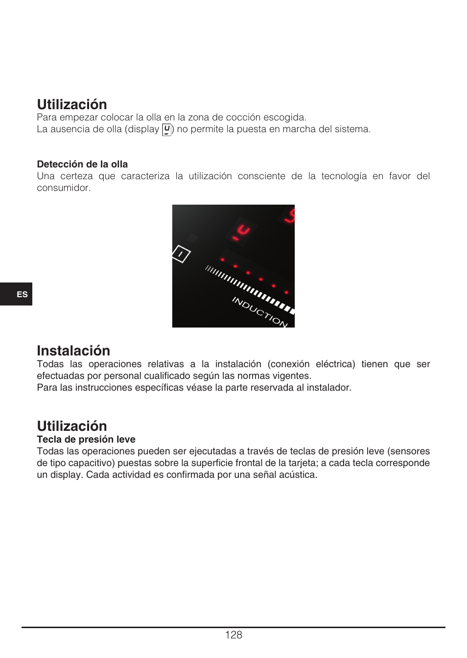 Utilización, Instalación | Fulgor Milano CH 905 ID TS G DWK User Manual | Page 128 / 184