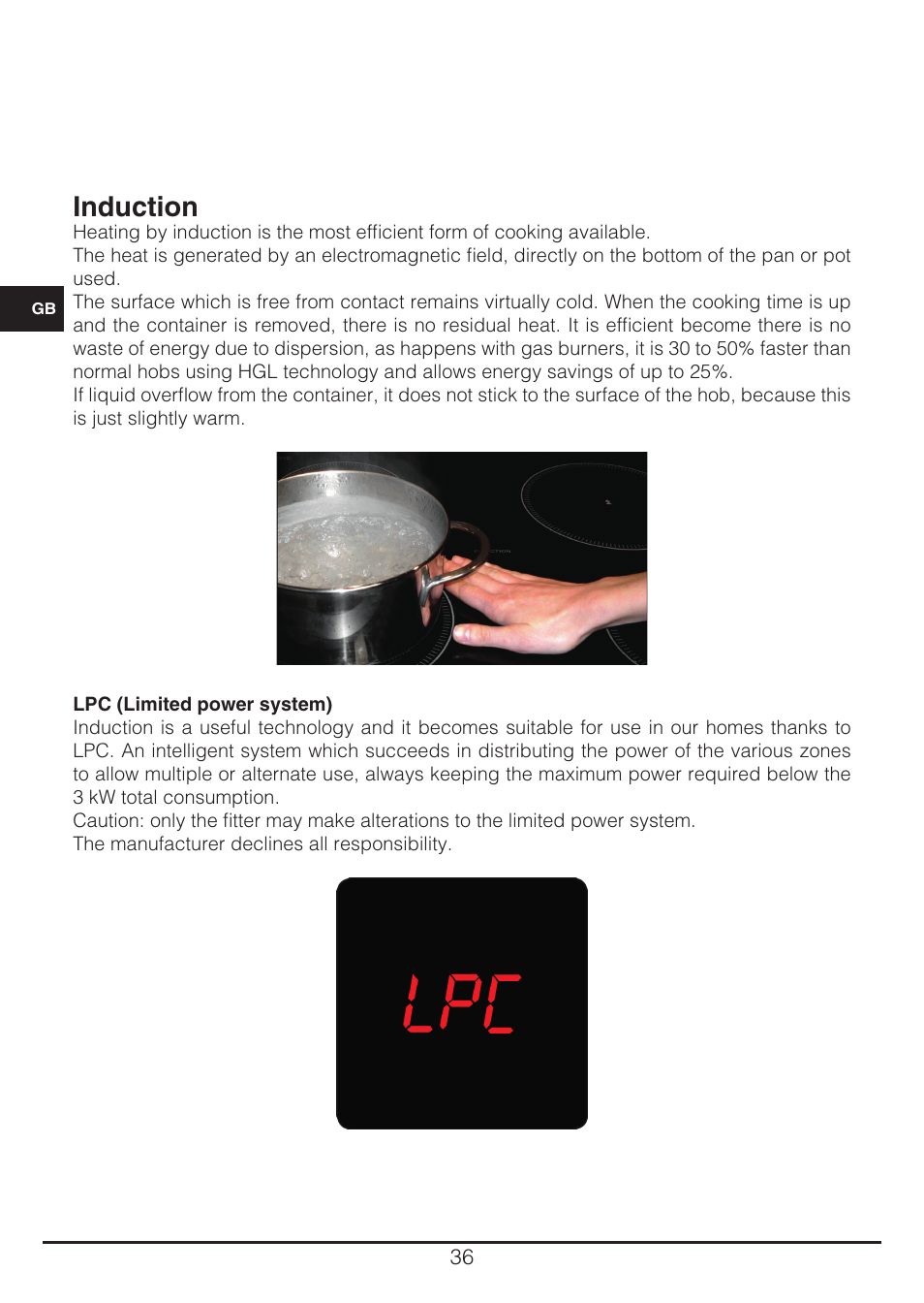 Induction | Fulgor Milano CH 905 ID TS G DWK User Manual | Page 36 / 184