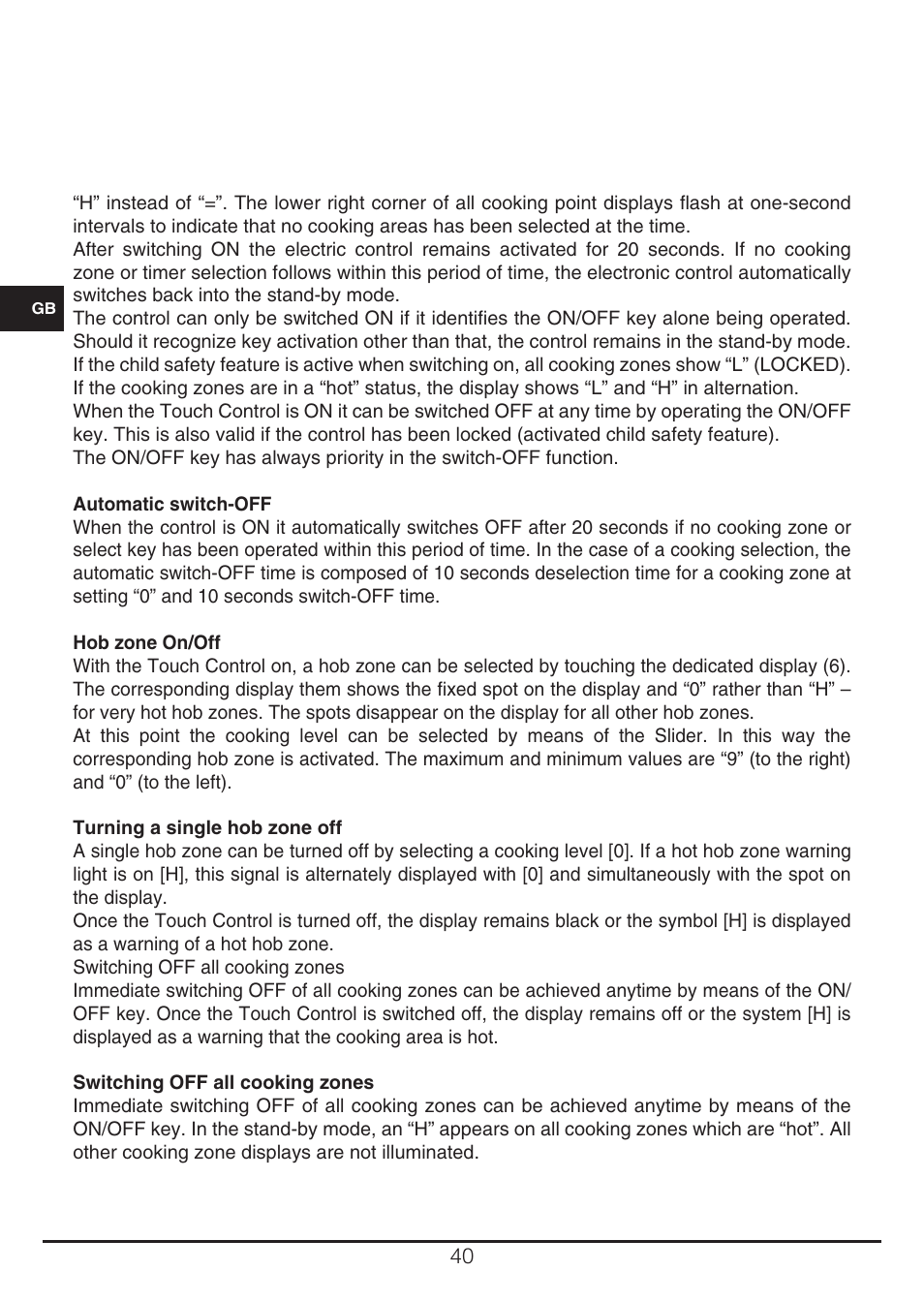 Fulgor Milano CH 905 ID TS G DWK User Manual | Page 40 / 184