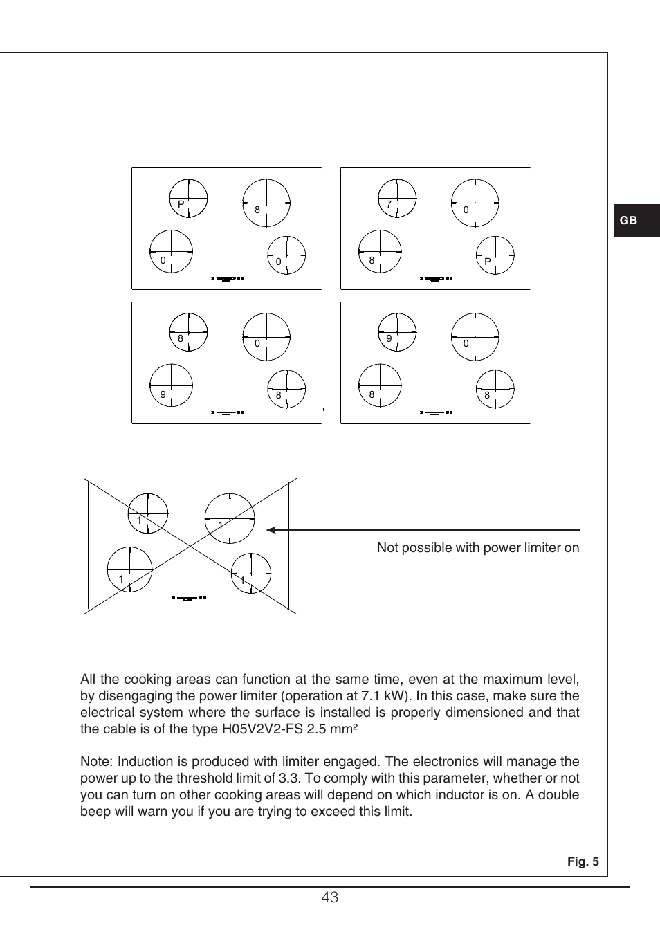 Not possible with power limiter on | Fulgor Milano CH 905 ID TS G DWK User Manual | Page 43 / 184