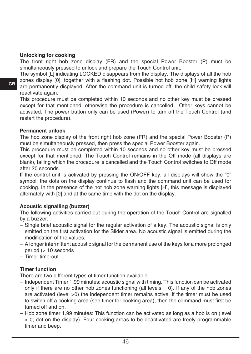 Fulgor Milano CH 905 ID TS G DWK User Manual | Page 46 / 184