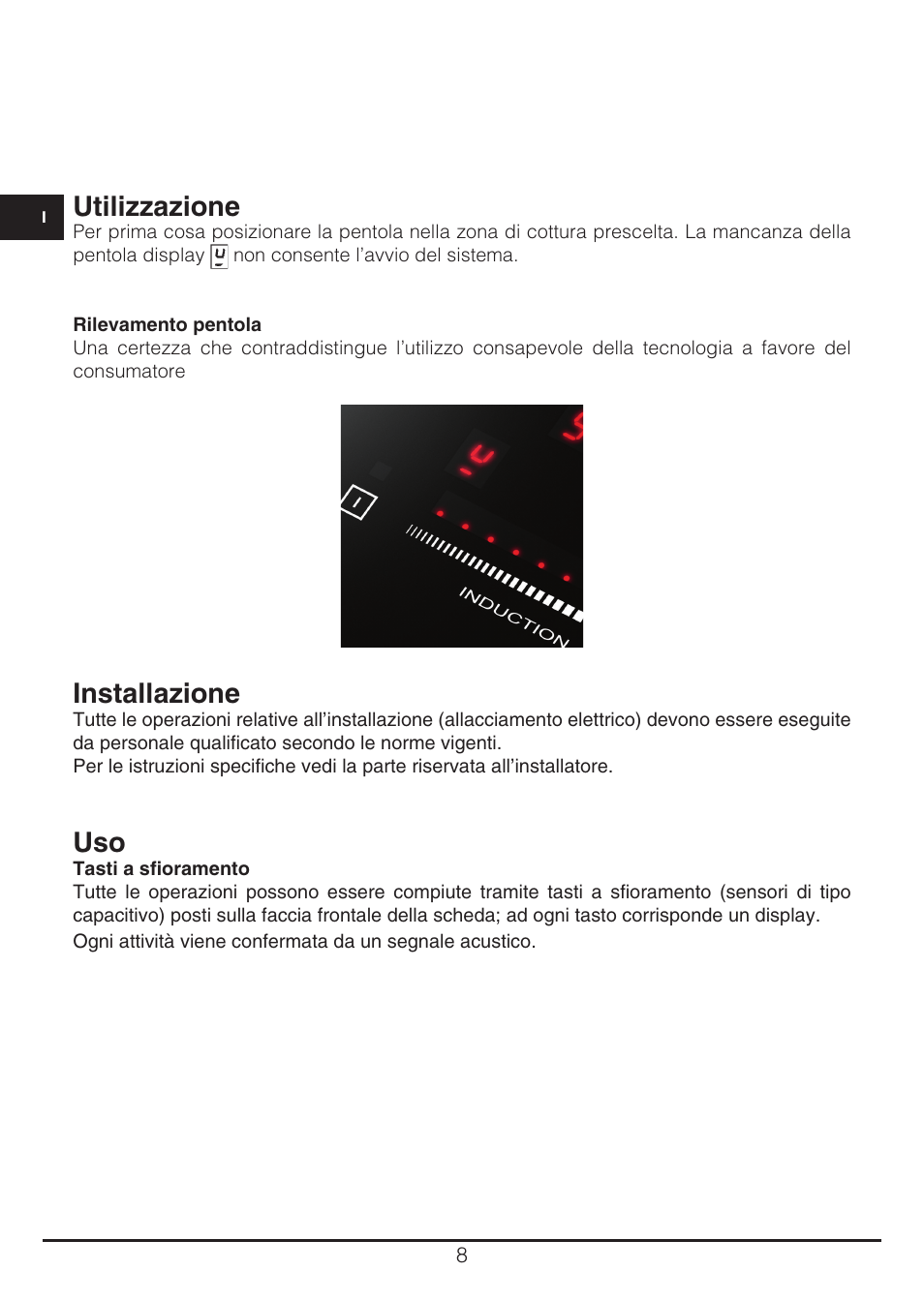 Utilizzazione, Installazione | Fulgor Milano CH 905 ID TS G DWK User Manual | Page 8 / 184