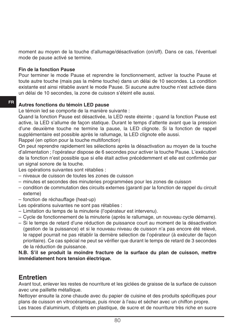 Entretien | Fulgor Milano CH 905 ID TS G DWK User Manual | Page 80 / 184