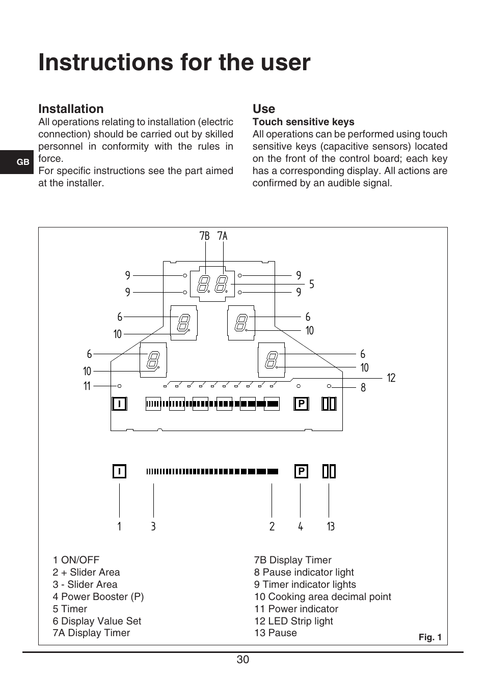 Instructions for the user | Fulgor Milano CH 1004 ID TS User Manual | Page 30 / 184