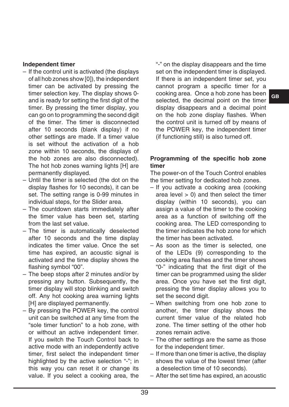 Fulgor Milano CH 1004 ID TS User Manual | Page 39 / 184