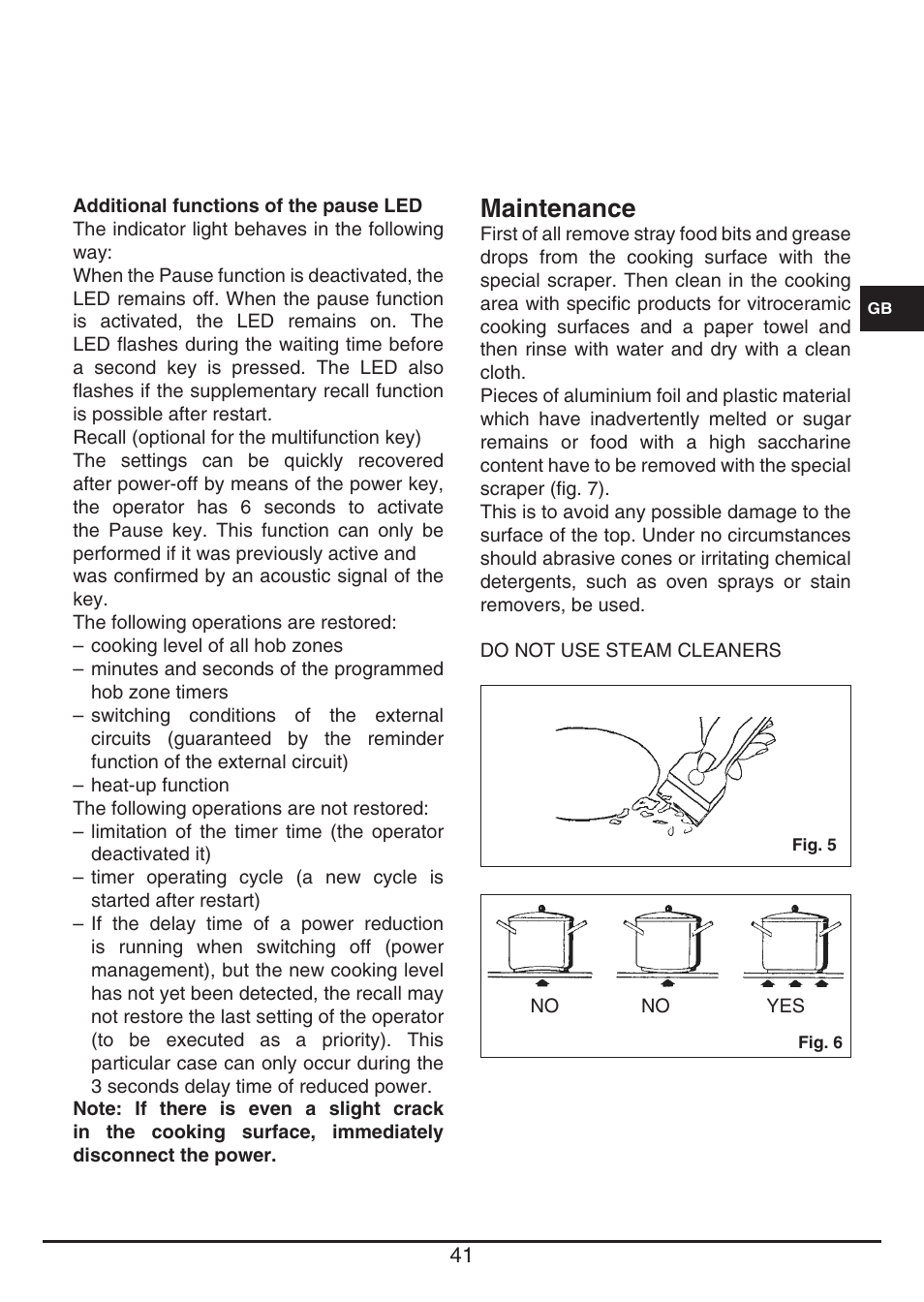 Maintenance | Fulgor Milano CH 1004 ID TS User Manual | Page 41 / 184