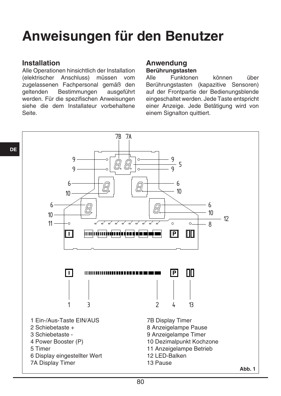 Anweisungen für den benutzer | Fulgor Milano CH 1004 ID TS User Manual | Page 80 / 184