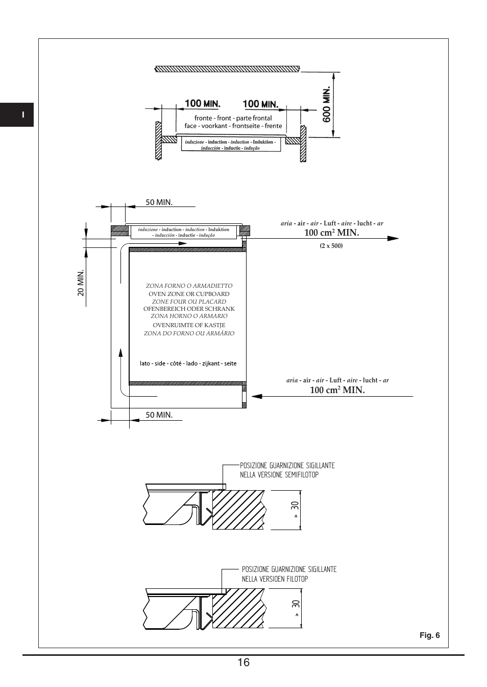 100 cm | Fulgor Milano FSH 905 ID TS User Manual | Page 16 / 100