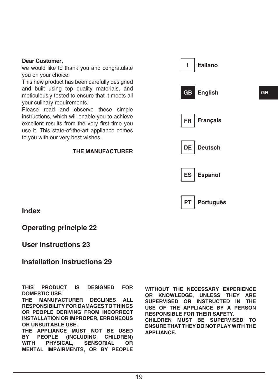 Fulgor Milano FSH 905 ID TS User Manual | Page 19 / 100