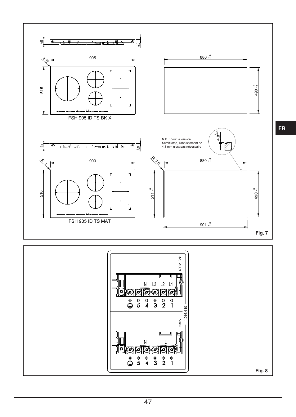Nl l1 l2 l3 | Fulgor Milano FSH 905 ID TS User Manual | Page 47 / 100