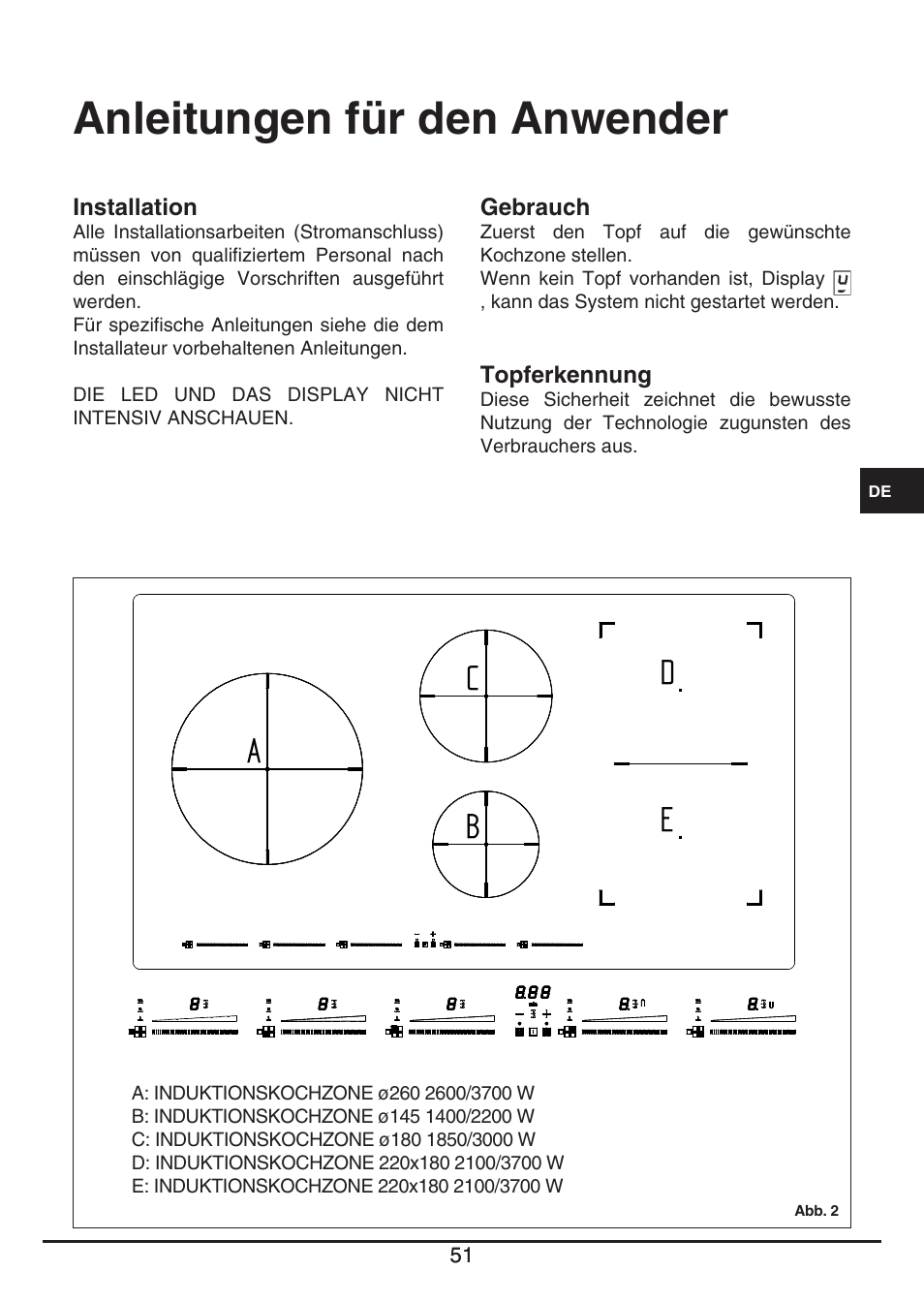 Anleitungen für den anwender | Fulgor Milano FSH 905 ID TS User Manual | Page 51 / 100