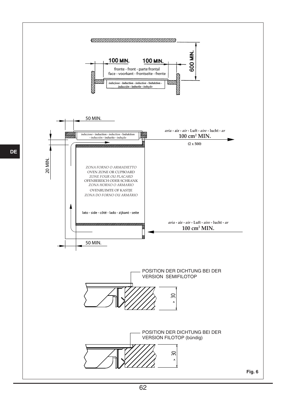 100 cm | Fulgor Milano FSH 905 ID TS User Manual | Page 62 / 100