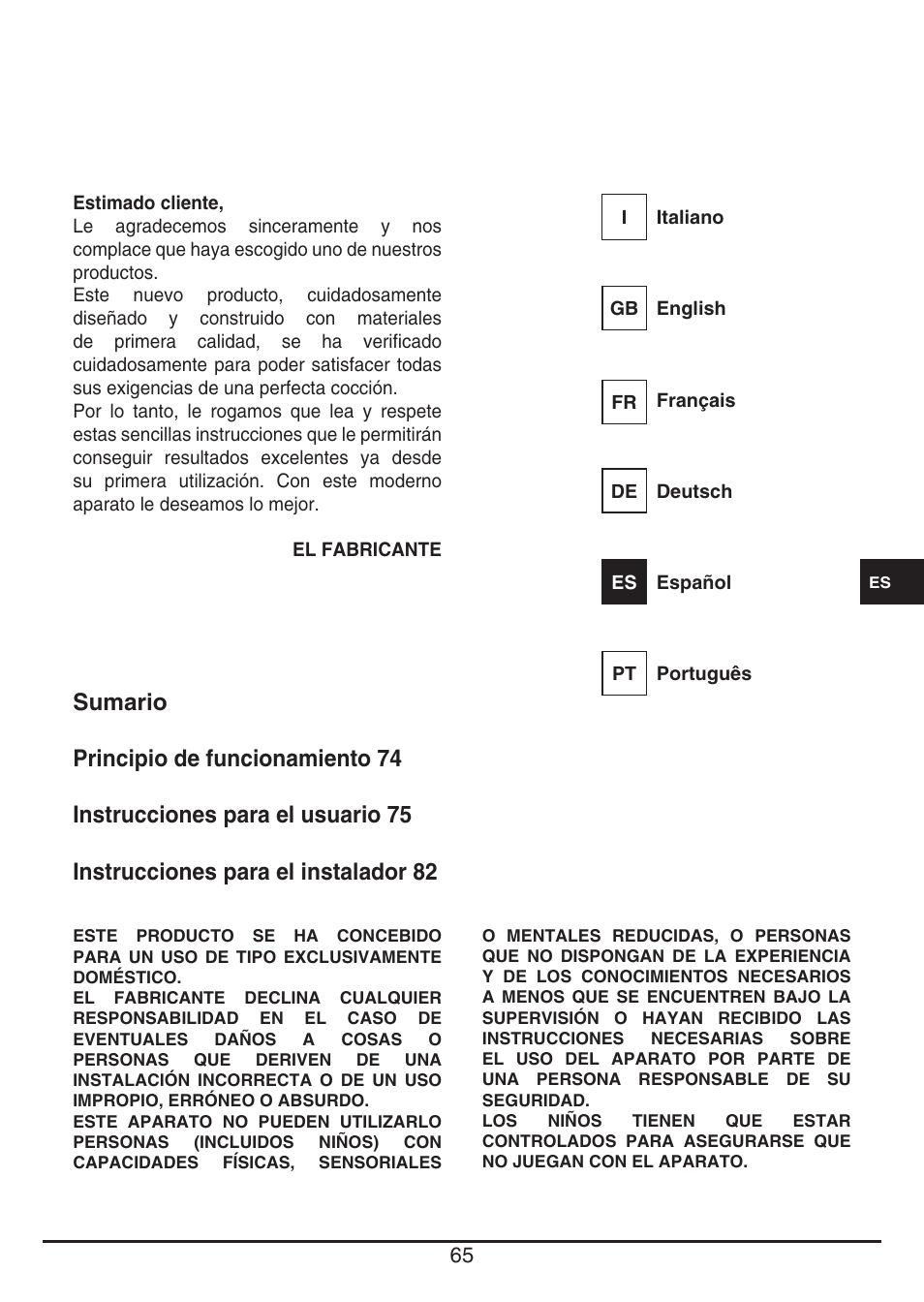 Fulgor Milano FSH 905 ID TS User Manual | Page 65 / 100