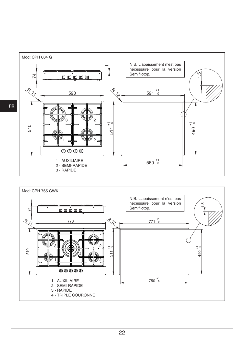 Fulgor Milano CPH 604 G User Manual | Page 22 / 52