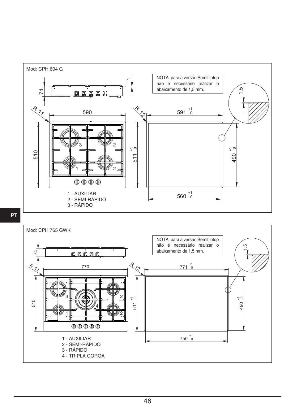 Fulgor Milano CPH 604 G User Manual | Page 46 / 52