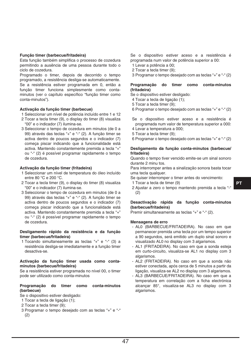 Fulgor Milano CPH 401 BQ TC User Manual | Page 47 / 52