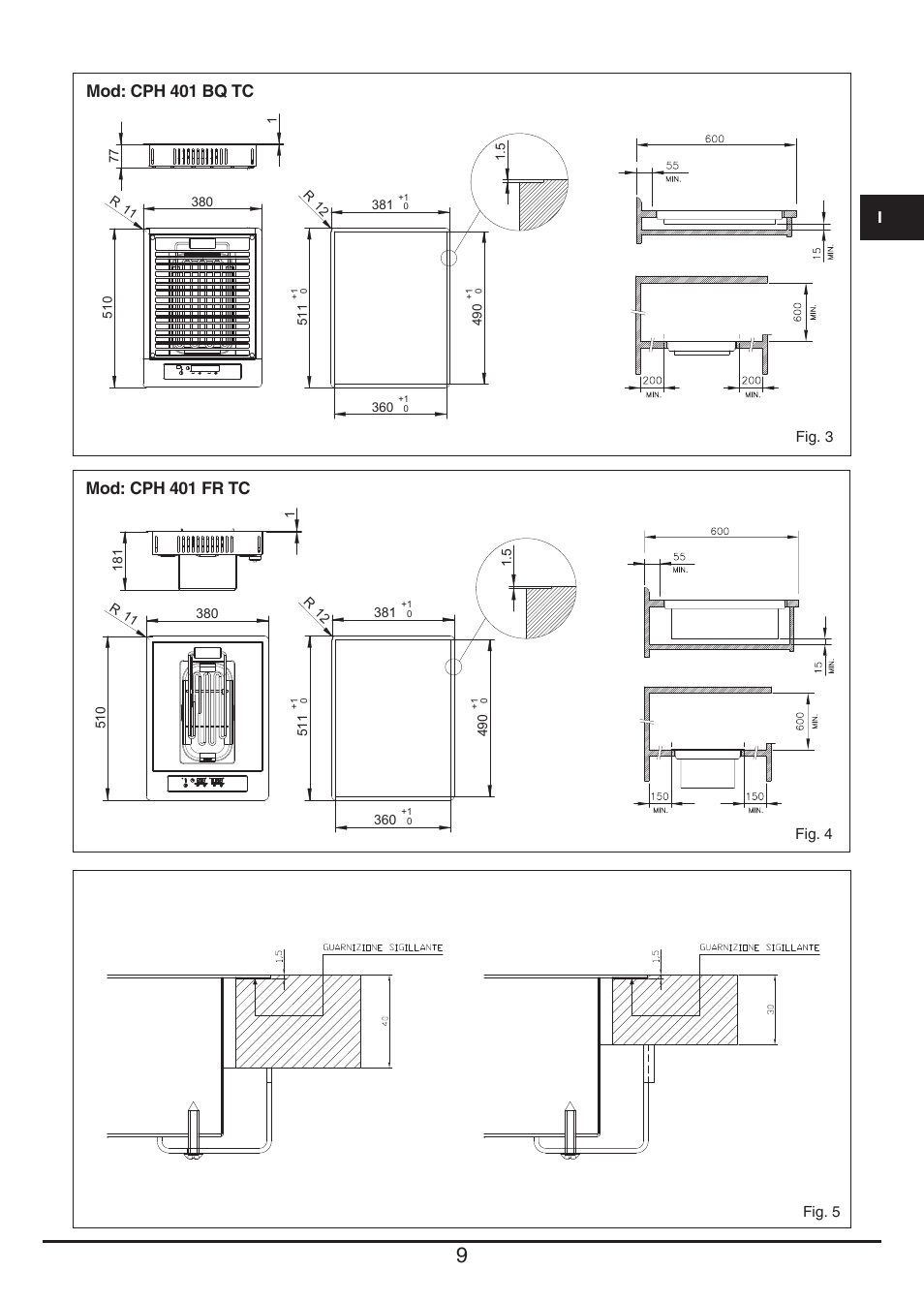 Mod: cph 401 bq tc, Mod: cph 401 fr tc | Fulgor Milano CPH 401 BQ TC User Manual | Page 9 / 52