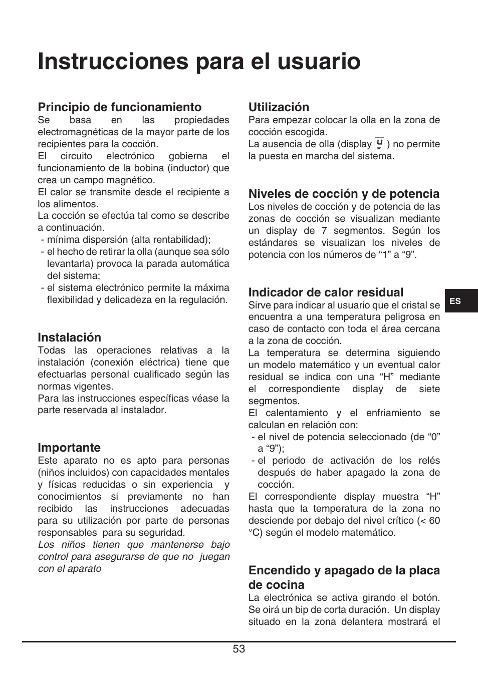 Instrucciones para el usuario | Fulgor Milano CPH 401 ID X User Manual | Page 53 / 80