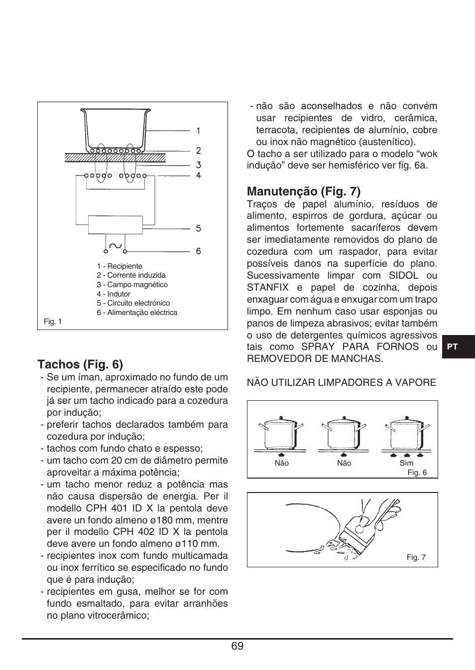 Tachos (fig. 6), Manutenção (fig. 7) | Fulgor Milano CPH 401 ID X User Manual | Page 69 / 80