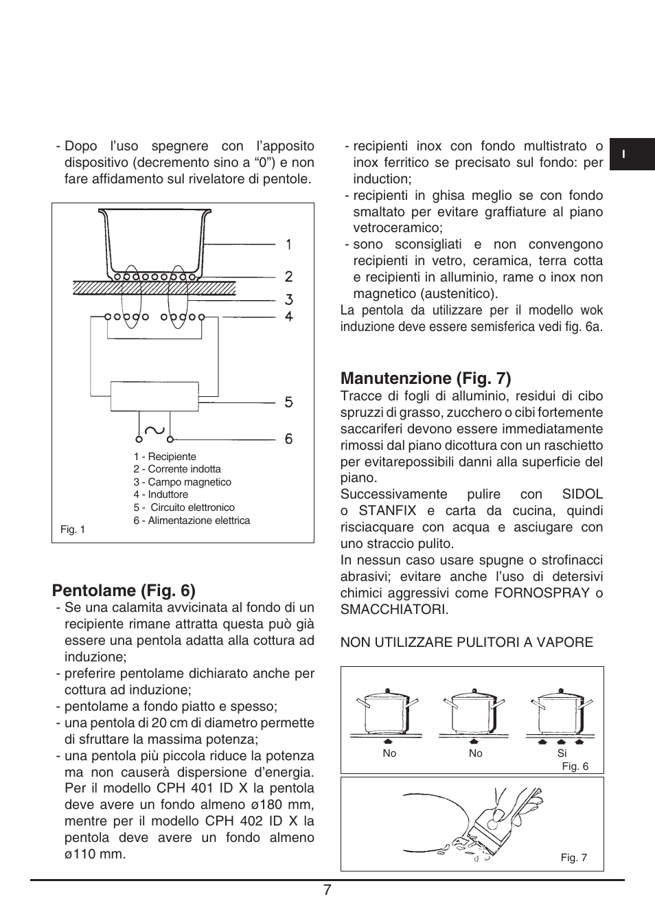 Pentolame (fig. 6), Manutenzione (fig. 7) | Fulgor Milano CPH 401 ID X User Manual | Page 7 / 80