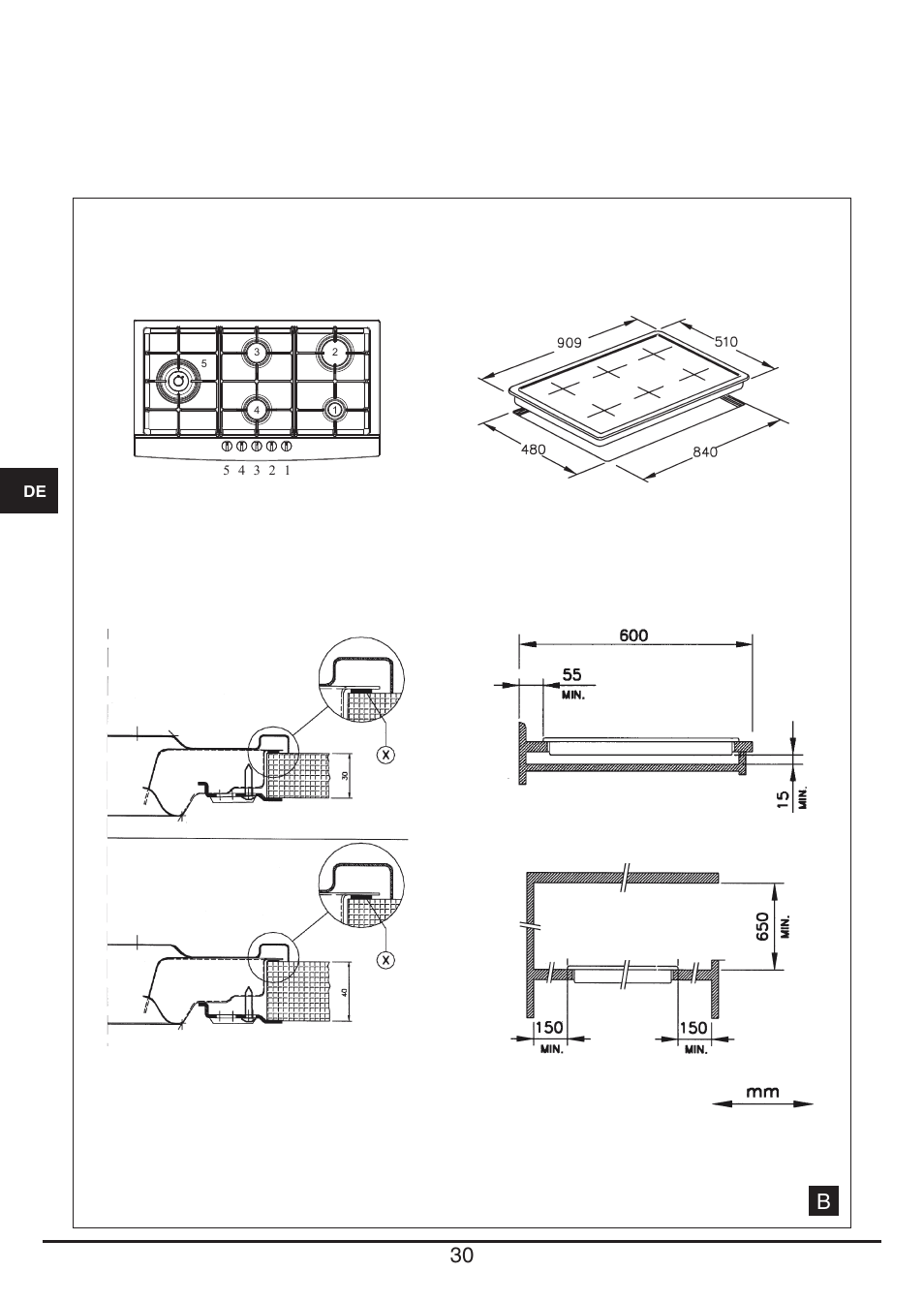 Fulgor Milano PH 905 G WK User Manual | Page 30 / 52