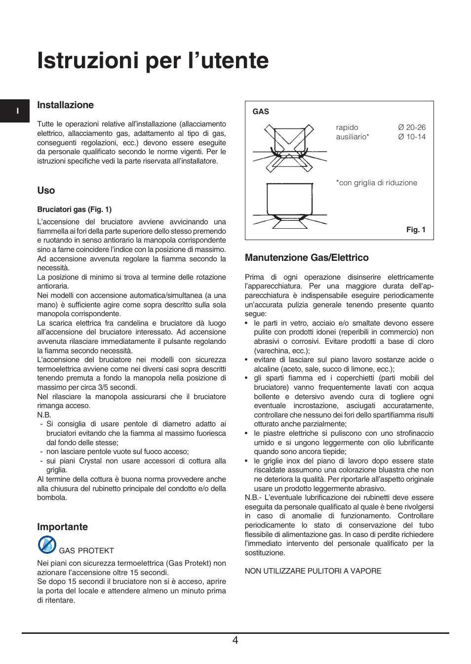 Istruzioni per l’utente | Fulgor Milano PH 302 G X User Manual | Page 4 / 48